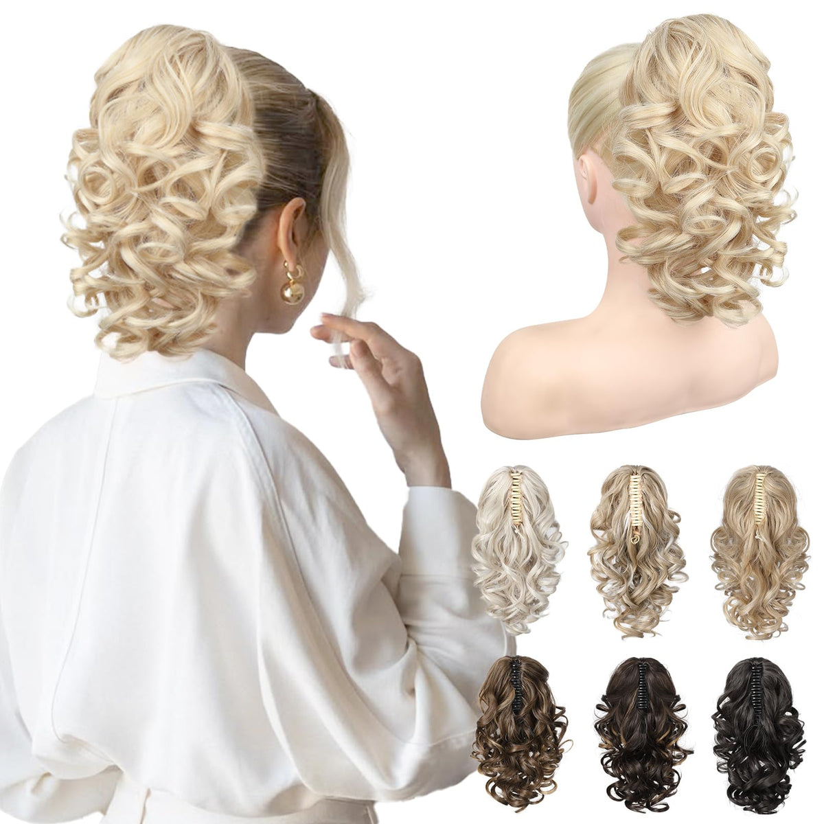 REECHO 12-inch ponytail extension with classic loose curls for everyday volume.