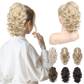 REECHO 12-inch ponytail extension with classic loose curls for everyday volume.