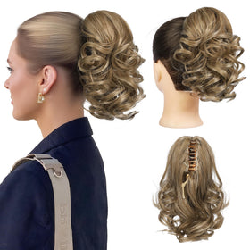 REECHO 9-inch short ponytail extension with loose curls for instant fullness.
