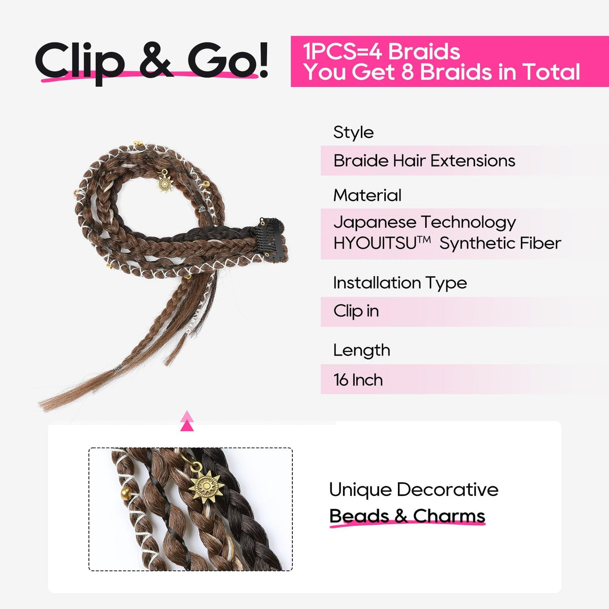 REECHO beads and charms clip into hair for instant festival-ready texture.