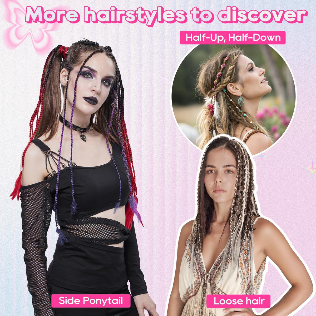 REECHO boho braid clip for cosplay, concerts, and themed parties