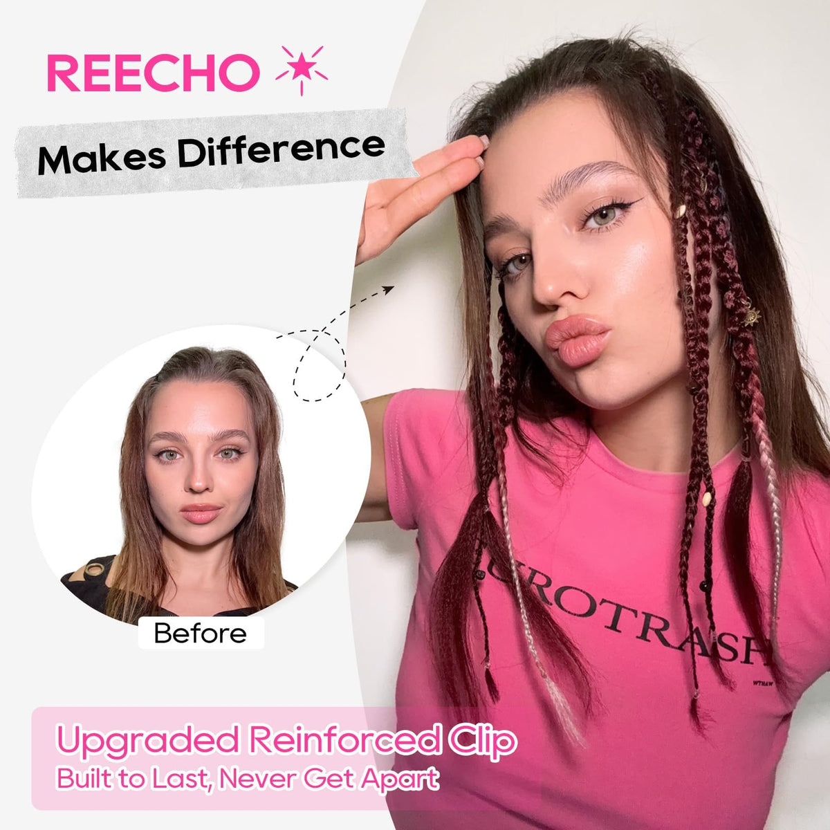 REECHO decorative braids worn loose add playful texture to daily looks