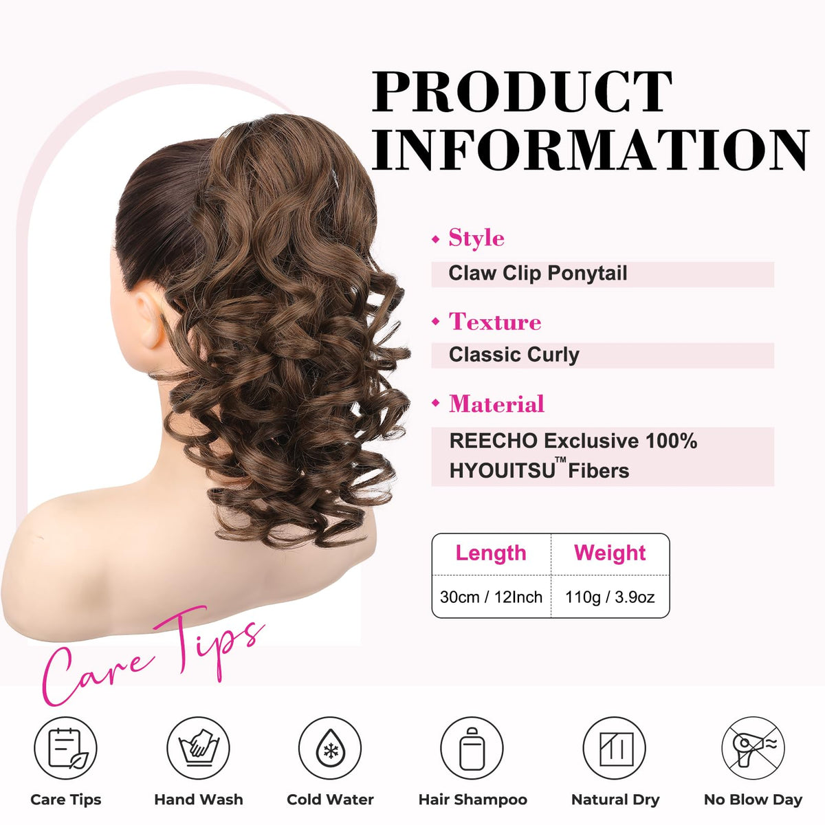 REECHO loose-curly ponytail clip showcases effortless texture and bounce