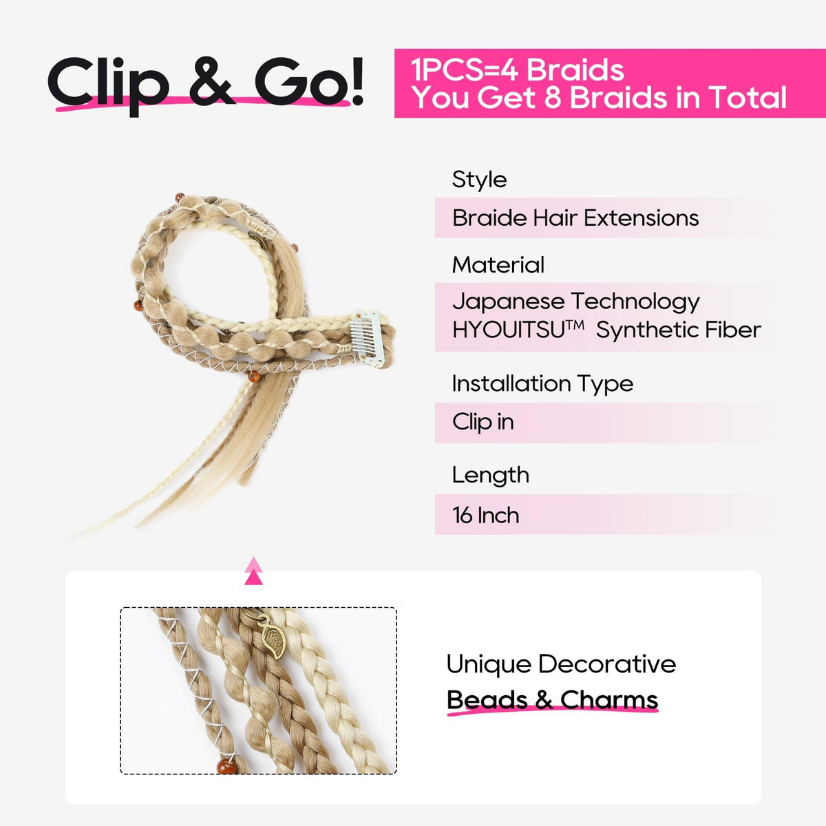 Beaded REECHO braid amplifies texture and glow on blonde hair