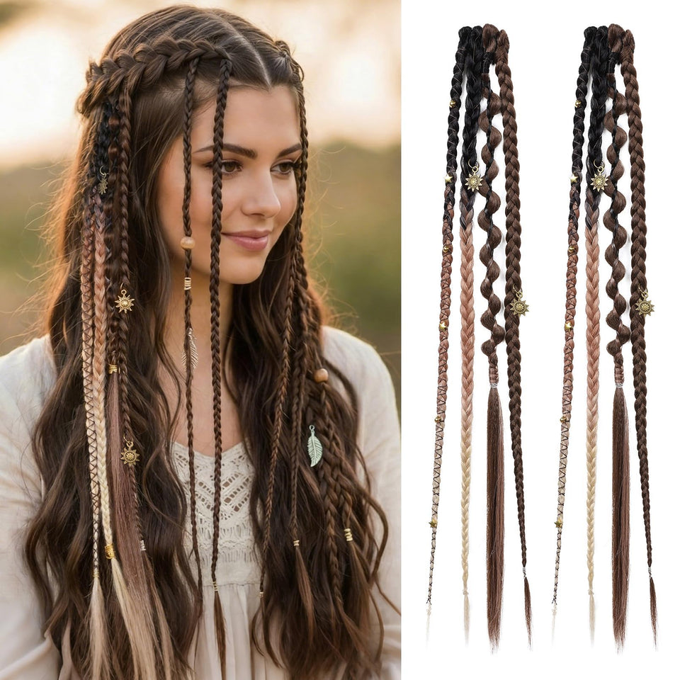 REECHO clip-in braid braids with beads for festival-ready style.