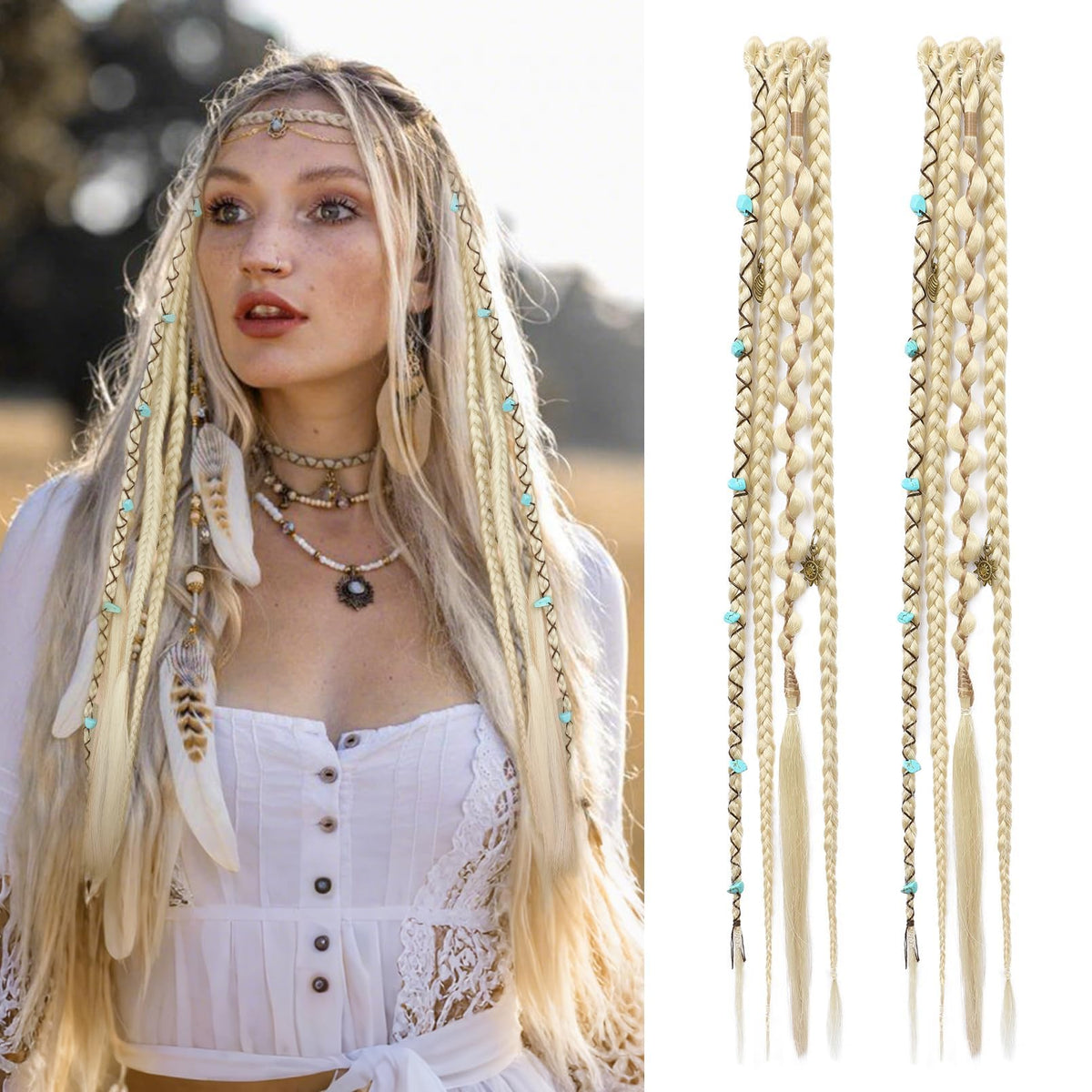 REECHO clip-in braid extensions in light blonde for instant length and movement