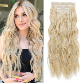 REECHO Clip-in extensions in blonde show 24-inch length for natural volume.