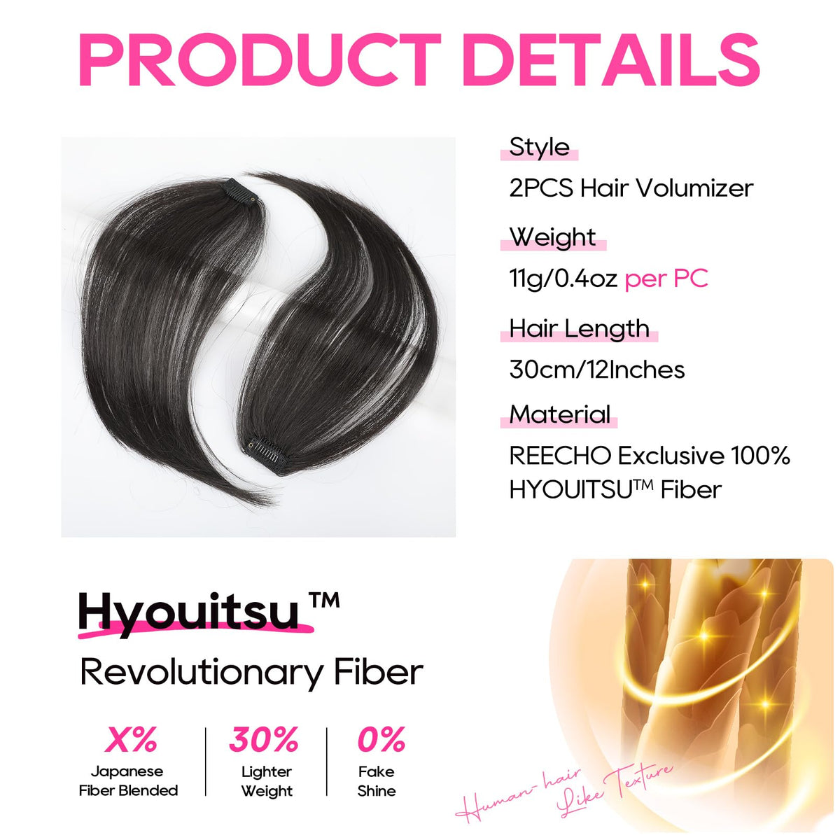 REECHO clip-in volumizer adds back fullness for a natural lift.