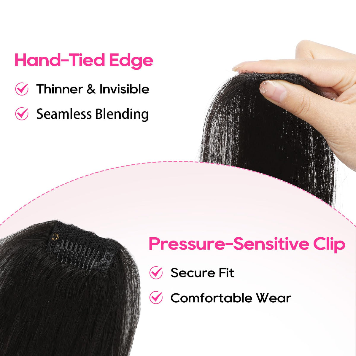REECHO volumizer bangs boost creates a fuller fringe with ease.