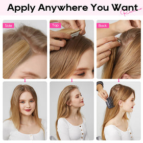 Dark brown with highlights blend seamlessly for an eight-inch volumizer.