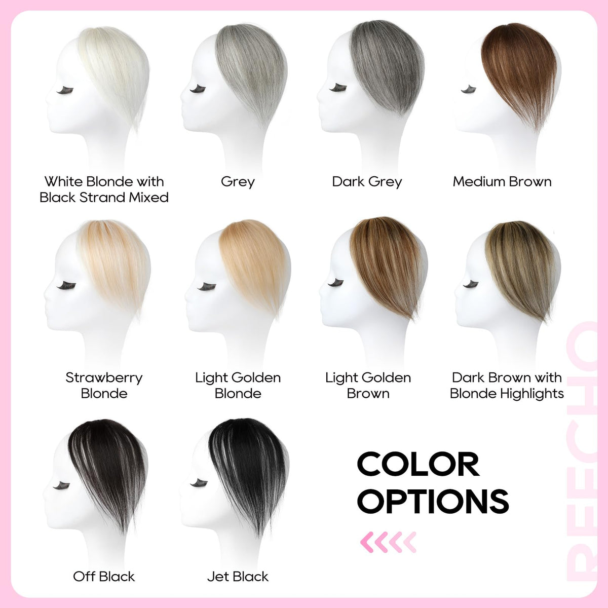 REECHO easy-bangs option clip-in keeps hair secure while styling.