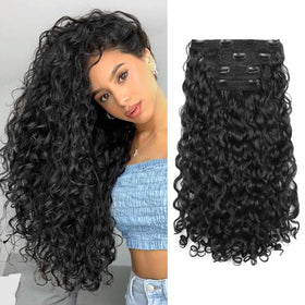 REECHO Gogo Curly clip-in extensions 18in blend for natural volume.