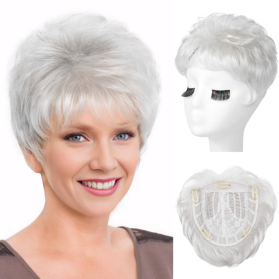 REECHO Hair Topper front view showing full crown coverage for natural blending