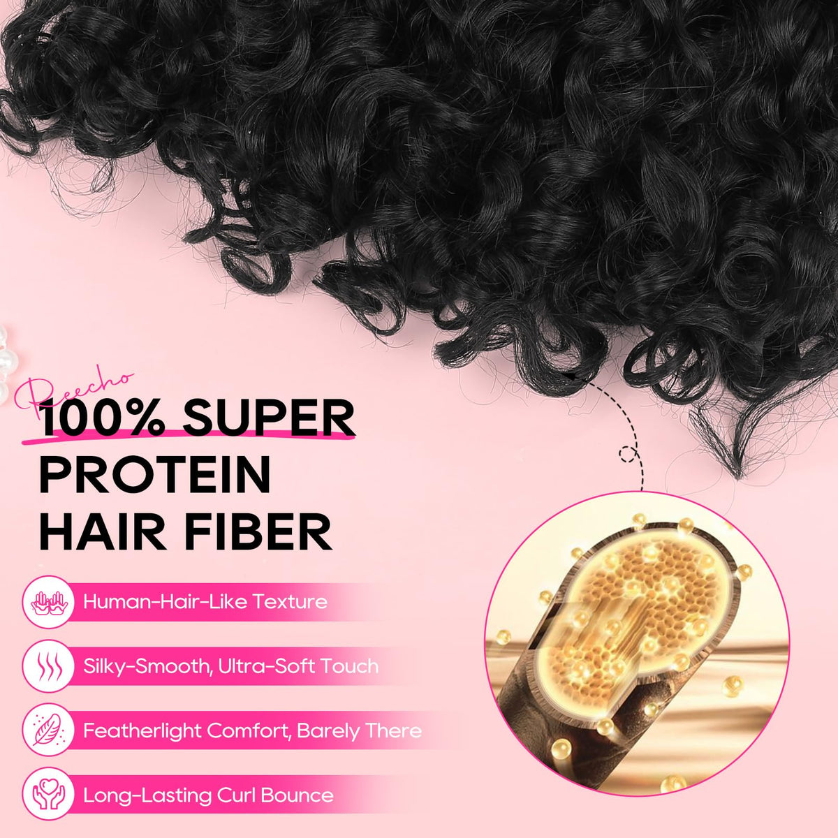 REECHO Invisible lace weft curly extensions for seamless finish.