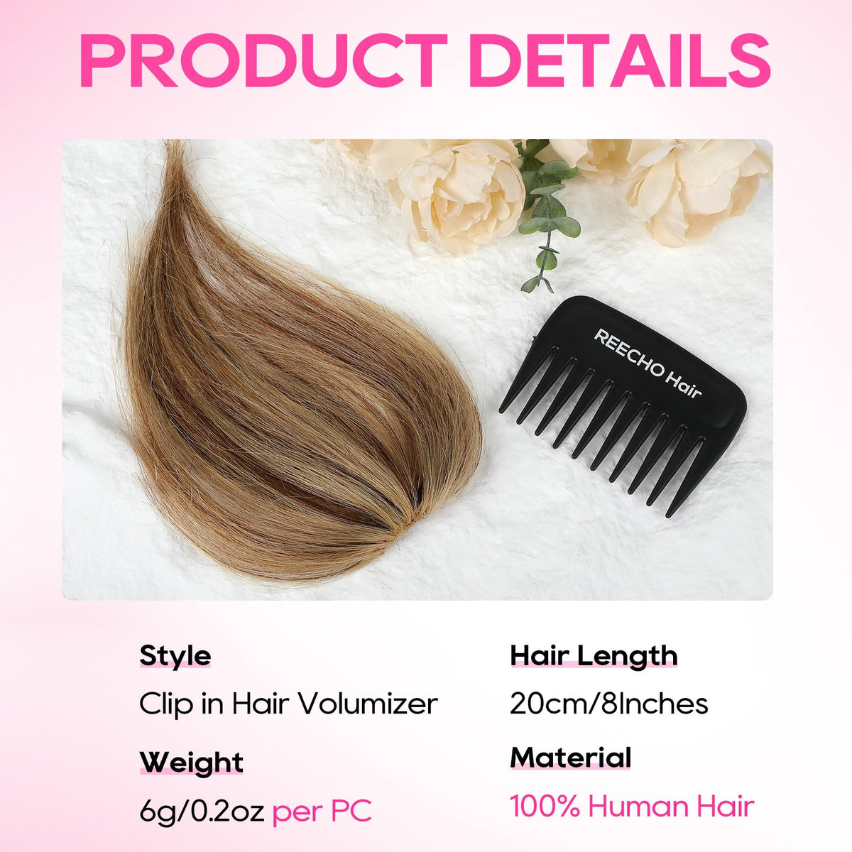REECHO lightweight hairpieces for all-day wear and comfortable secure fit.