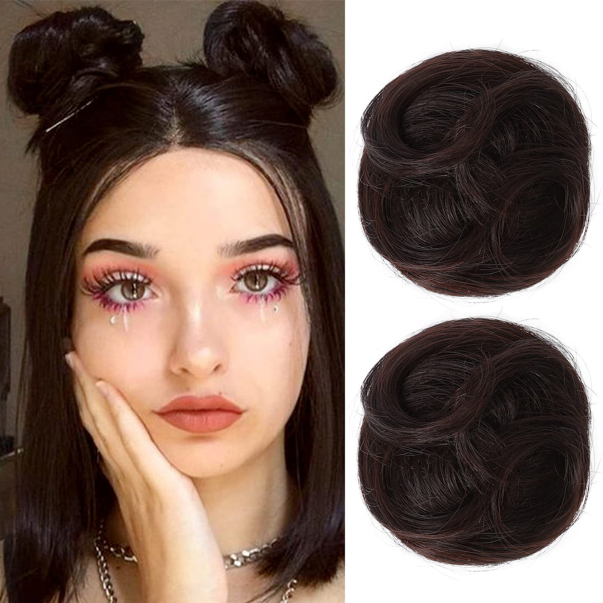 REECHO mini claw clip messy bun in dark brown for quick updo