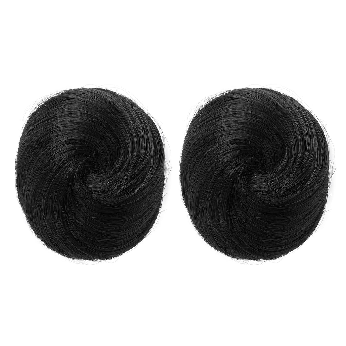 REECHO natural black buns complement various hair lengths for versatile looks.