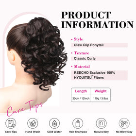 REECHO ponytail in dark brown with lightweight fiber delivers natural movement for casual or formal looks.