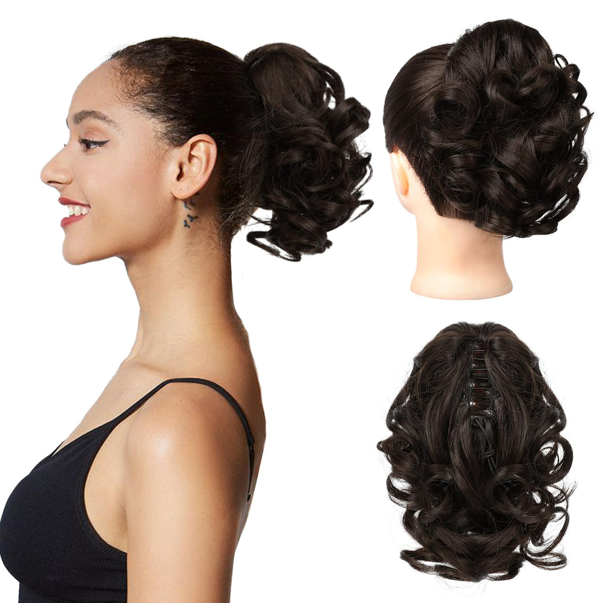REECHO ponytail extension 9in curly clip for natural volume and quick styling