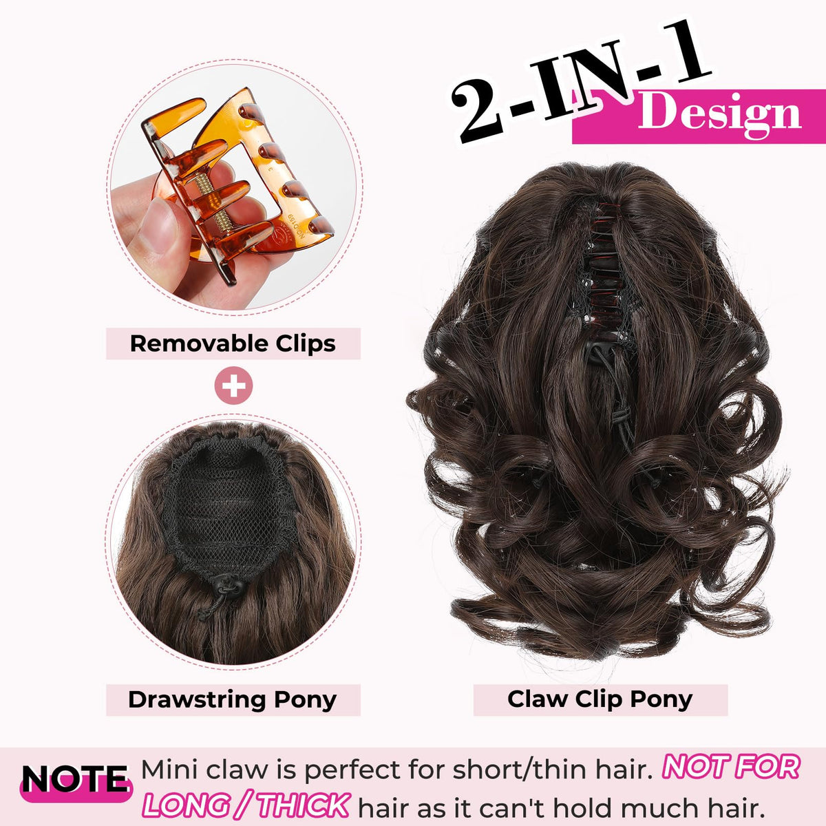 REECHO Ponytail Extension chocolate brown with highlights on model for a natural look.