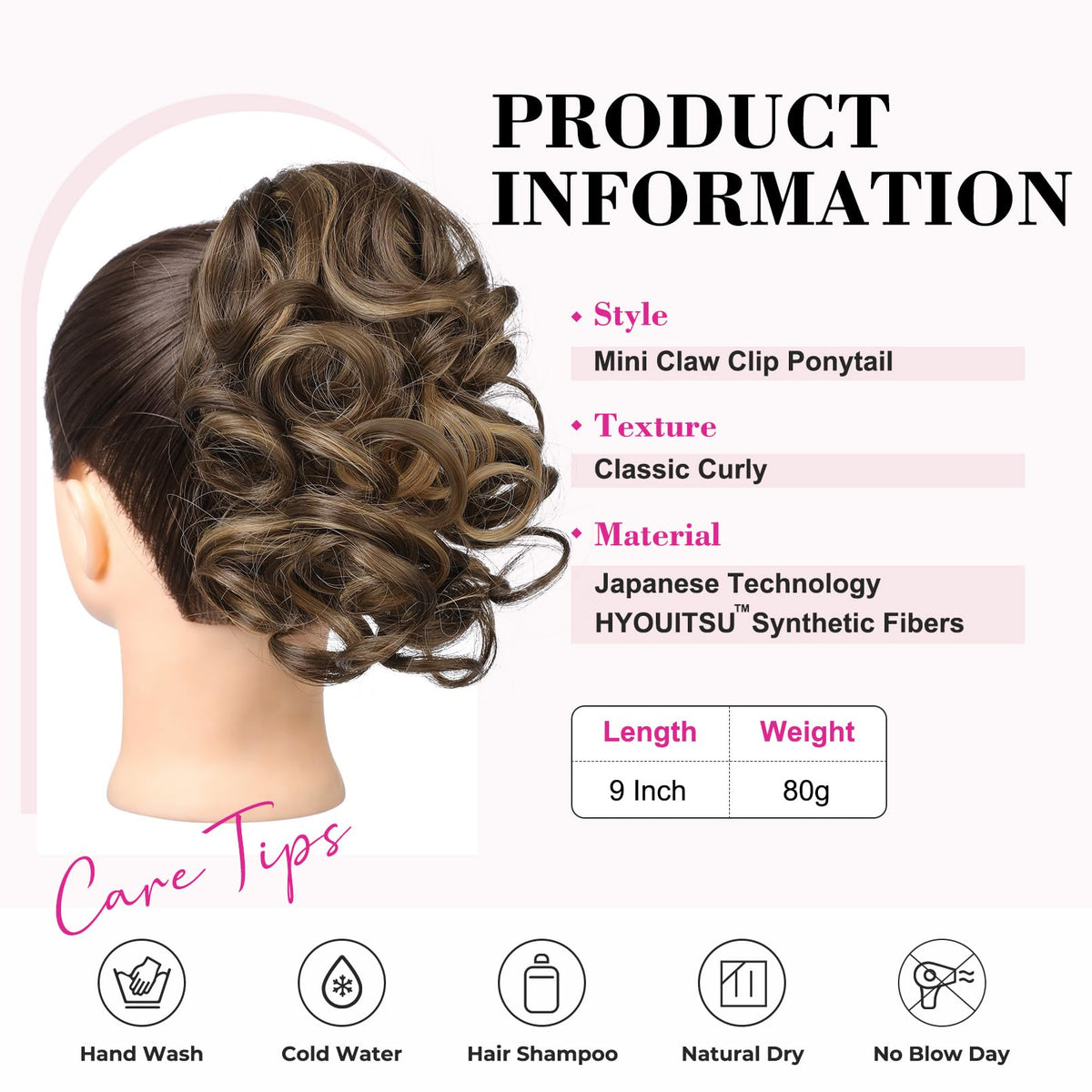 REECHO Ponytail Extension 9-inch length display for quick, glamorous styling.