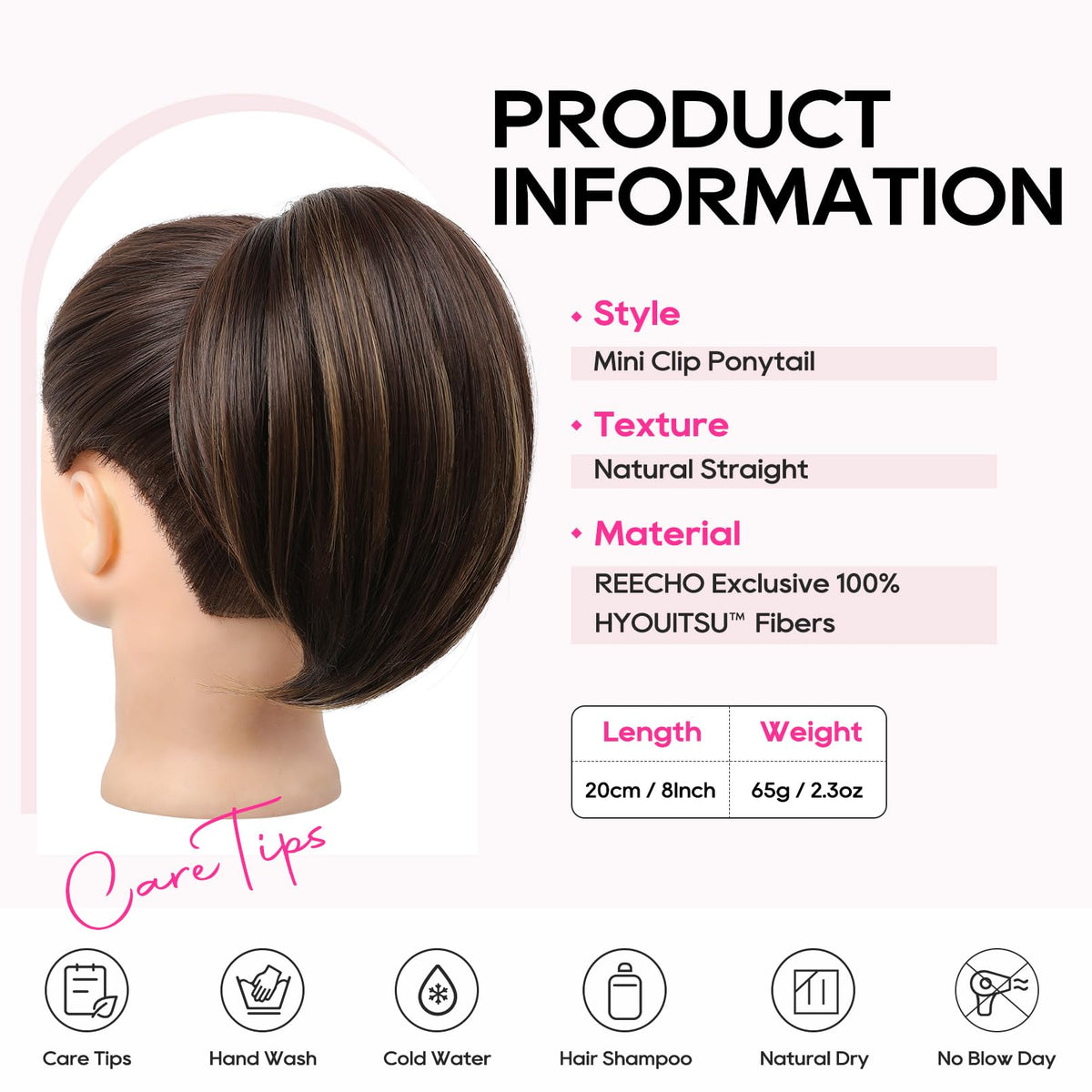 REECHO hairpiece color mix demonstrates realistic shade blend.