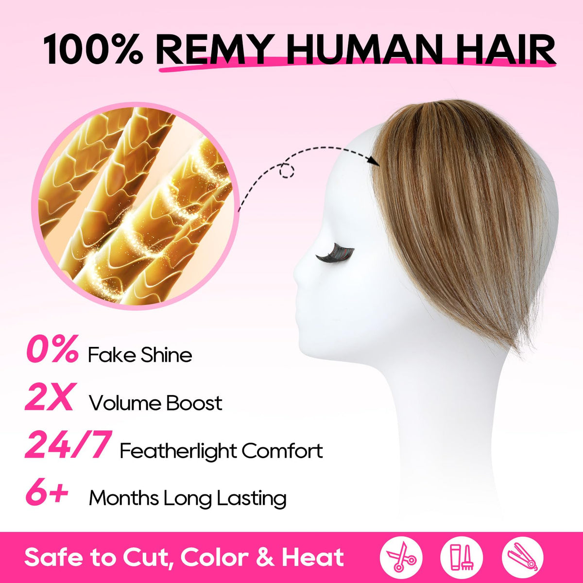 REECHO remy hair clip-in extension soft shine blends with fine hair.