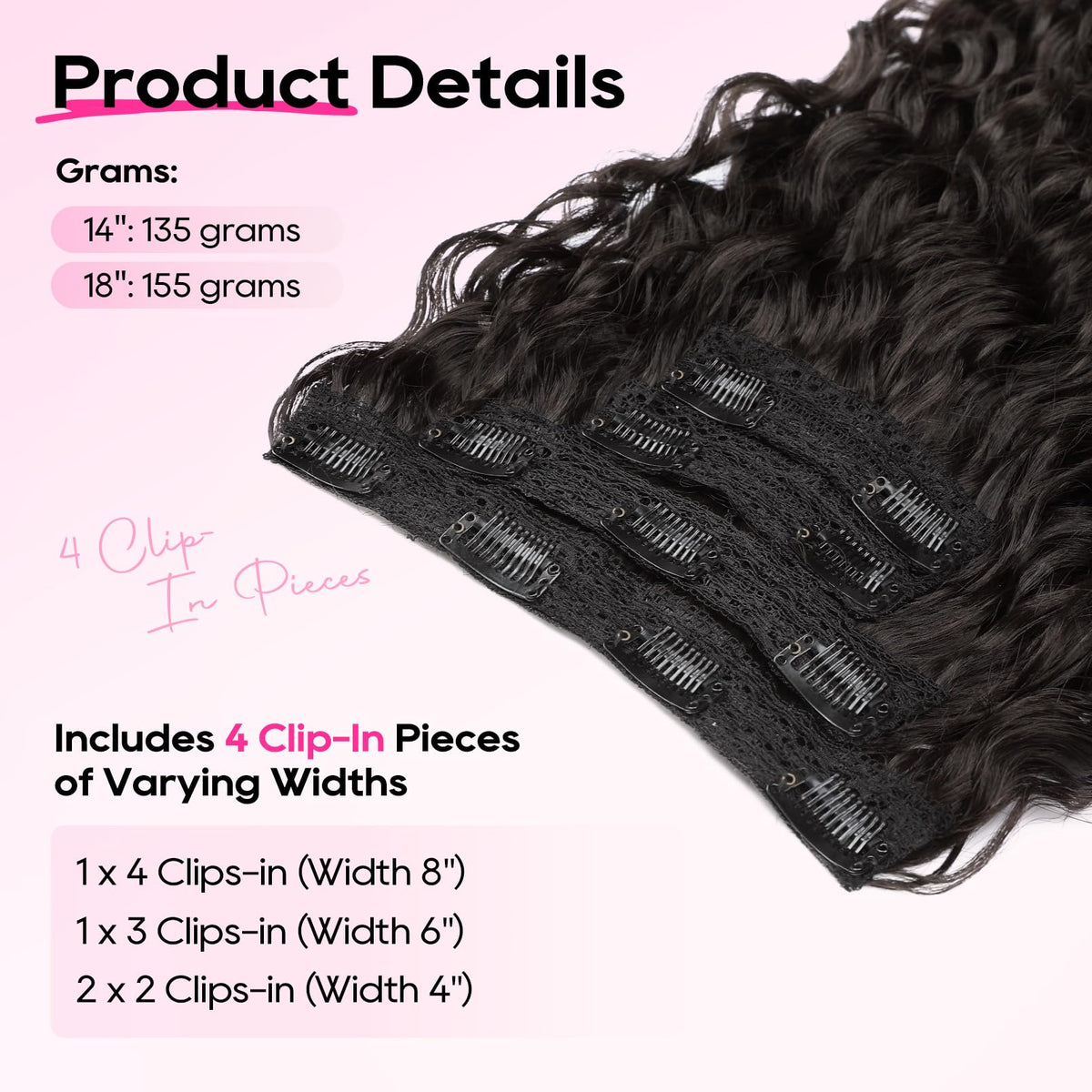 REECHO Volume-curly clip-ins 14in provide instant thickness and length.