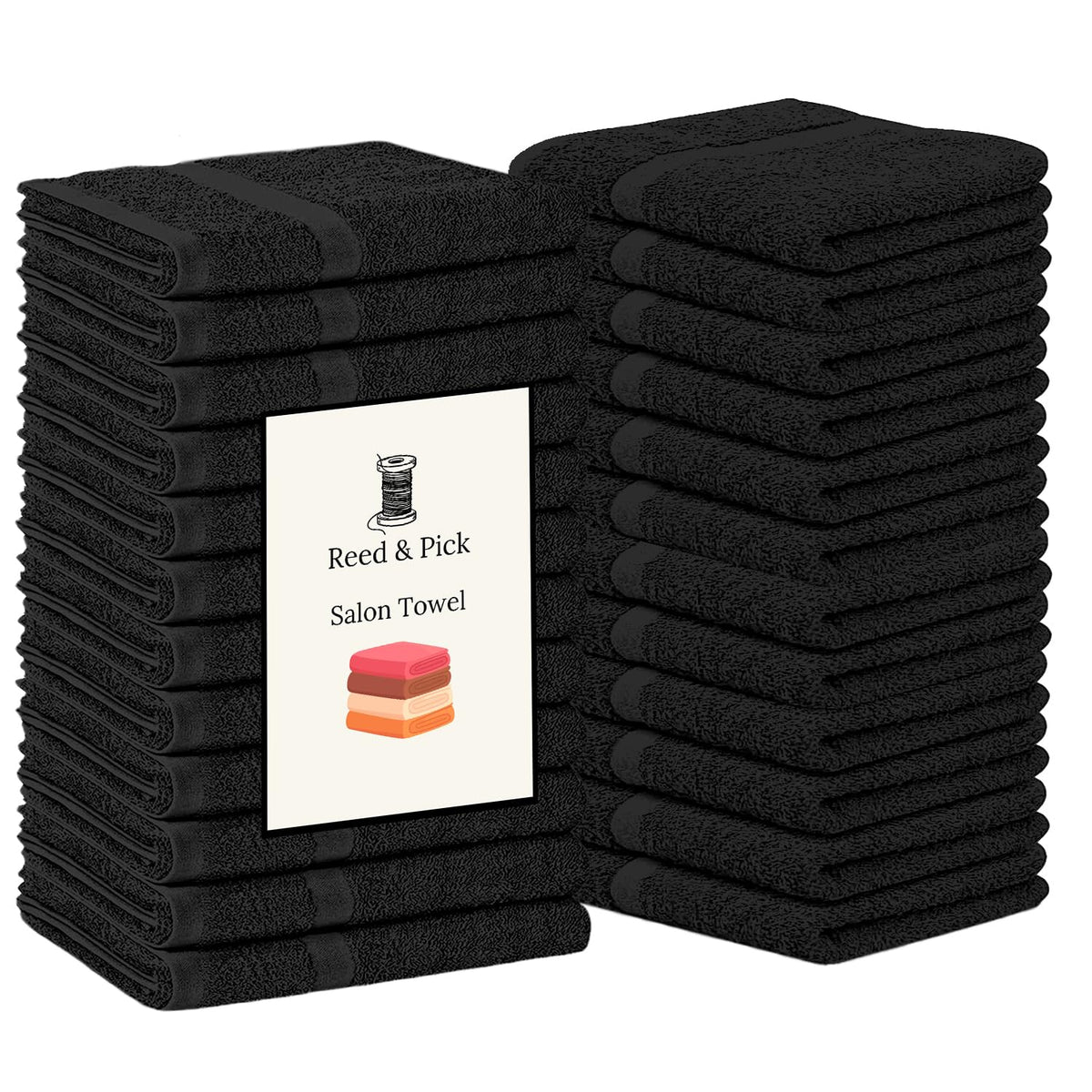 Reed&Pick bulk black towels 16x27 for gym use with high absorbency.