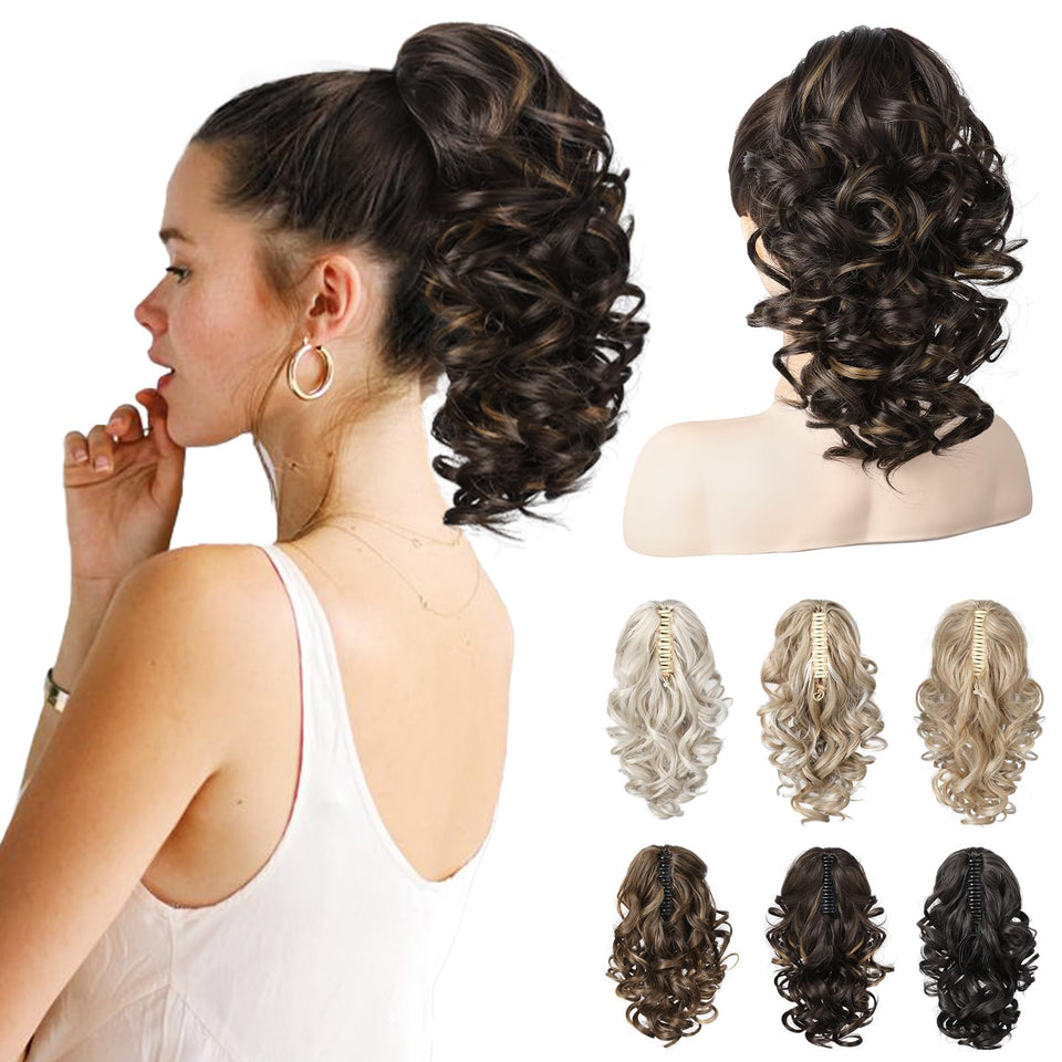 REECHO 12-inch ponytail extension close-up with natural loose curls for everyday wear