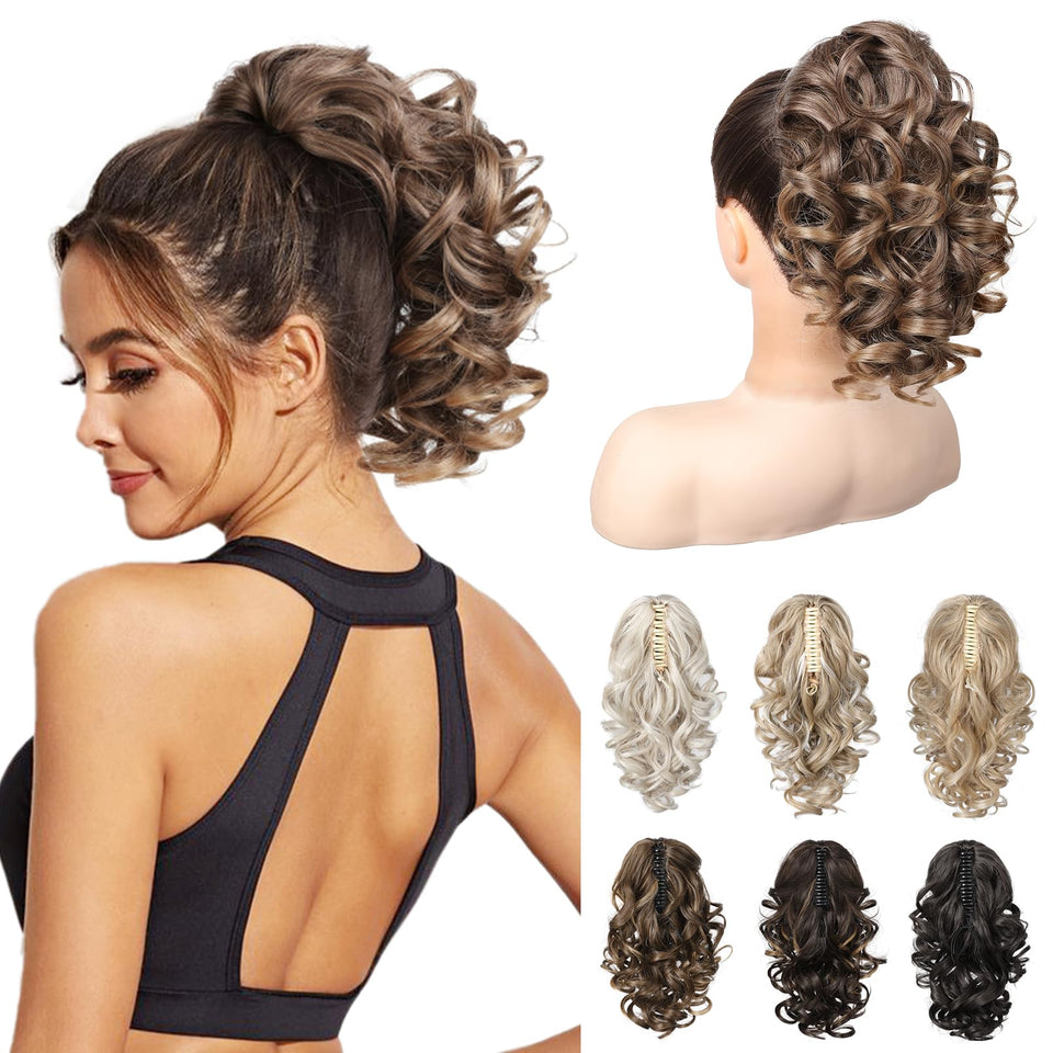 REECHO 12-inch ponytail extension in loose curly wavy style for versatile daily looks.