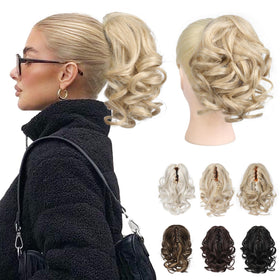 REECHO 9-inch ponytail extension close-up shows curly texture for natural look.