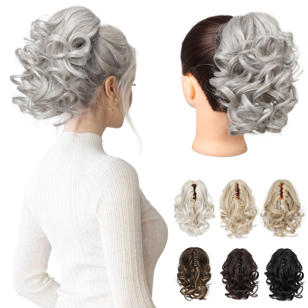 REECHO 9-inch ponytail extension bounce close-up shows natural texture for versatile styling.