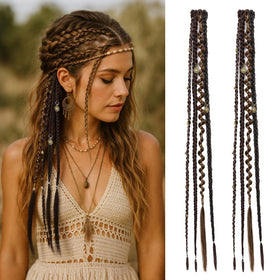 REECHO clip-in braid extensions in dark brown mix for instant length and texture.