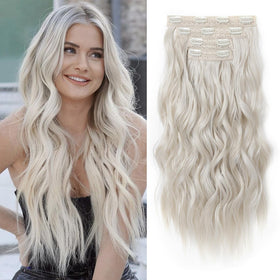 REECHO platinum blonde clip-in extensions offer instant volume and length for a beachy look