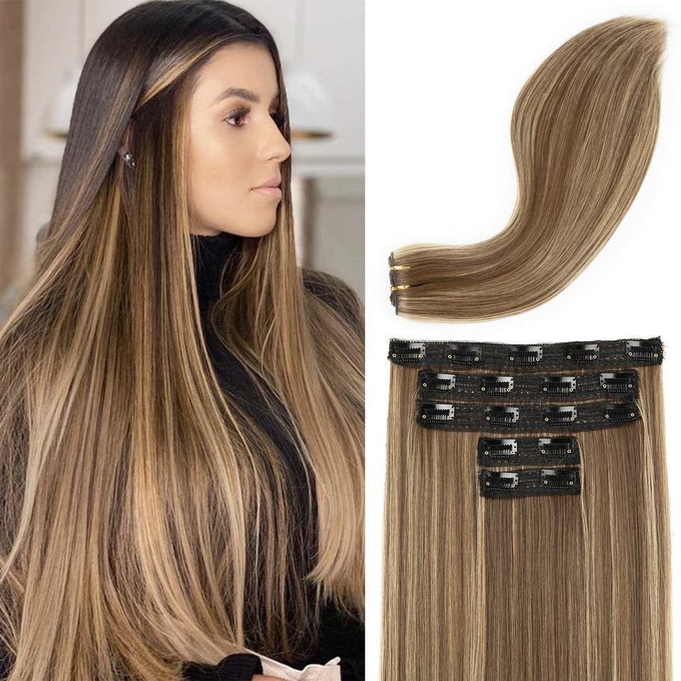REECHO clip-in extensions with lace weft for a seamless, comfortable wear.
