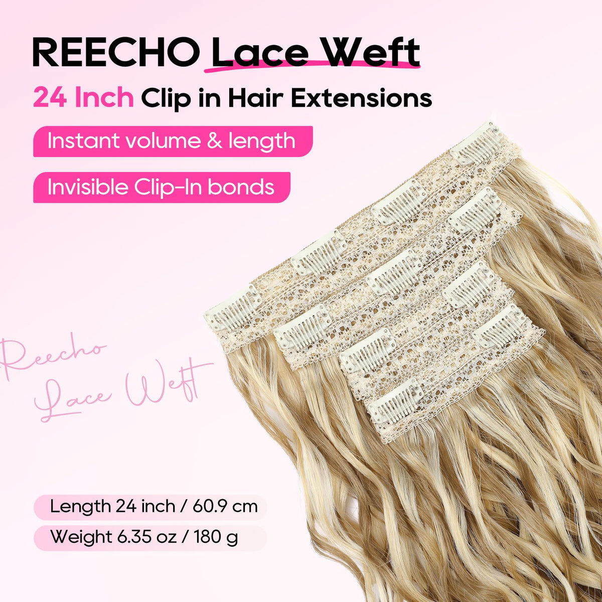 REECHO clip-in weft demonstrates soft, realistic fiber texture with smooth, tangle-free results.