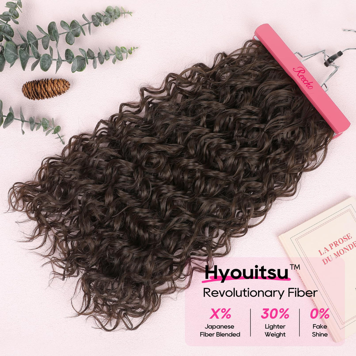 Lace weft detail on REECHO Curly Clip-in extensions for natural silhouette.