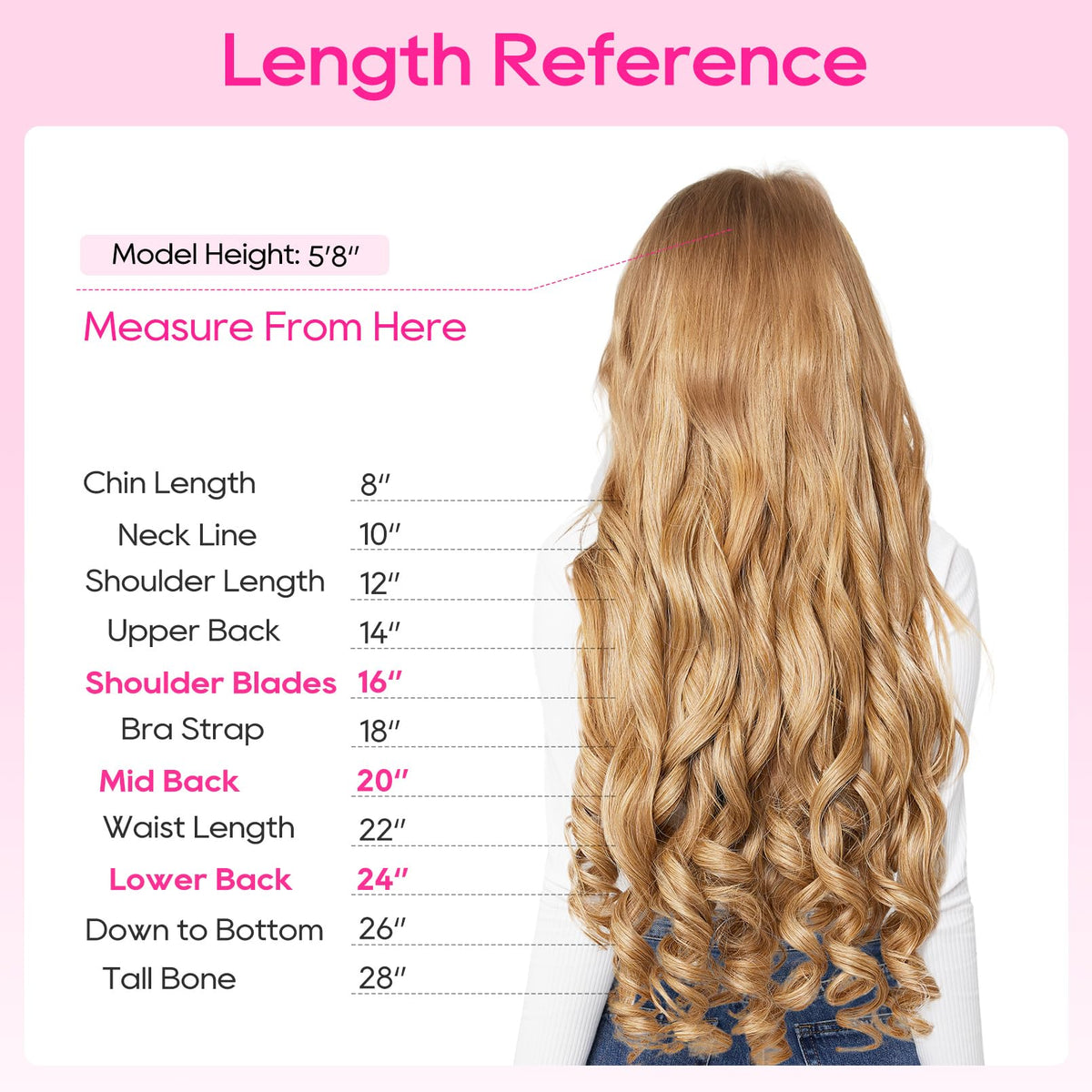 Long 24-inch length adds dramatic volume and flow to curls.