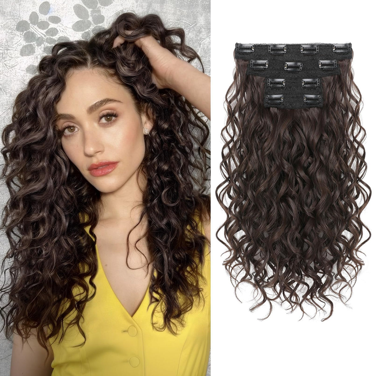REECHO curly clip-ins 16inch lace-weft for natural volume