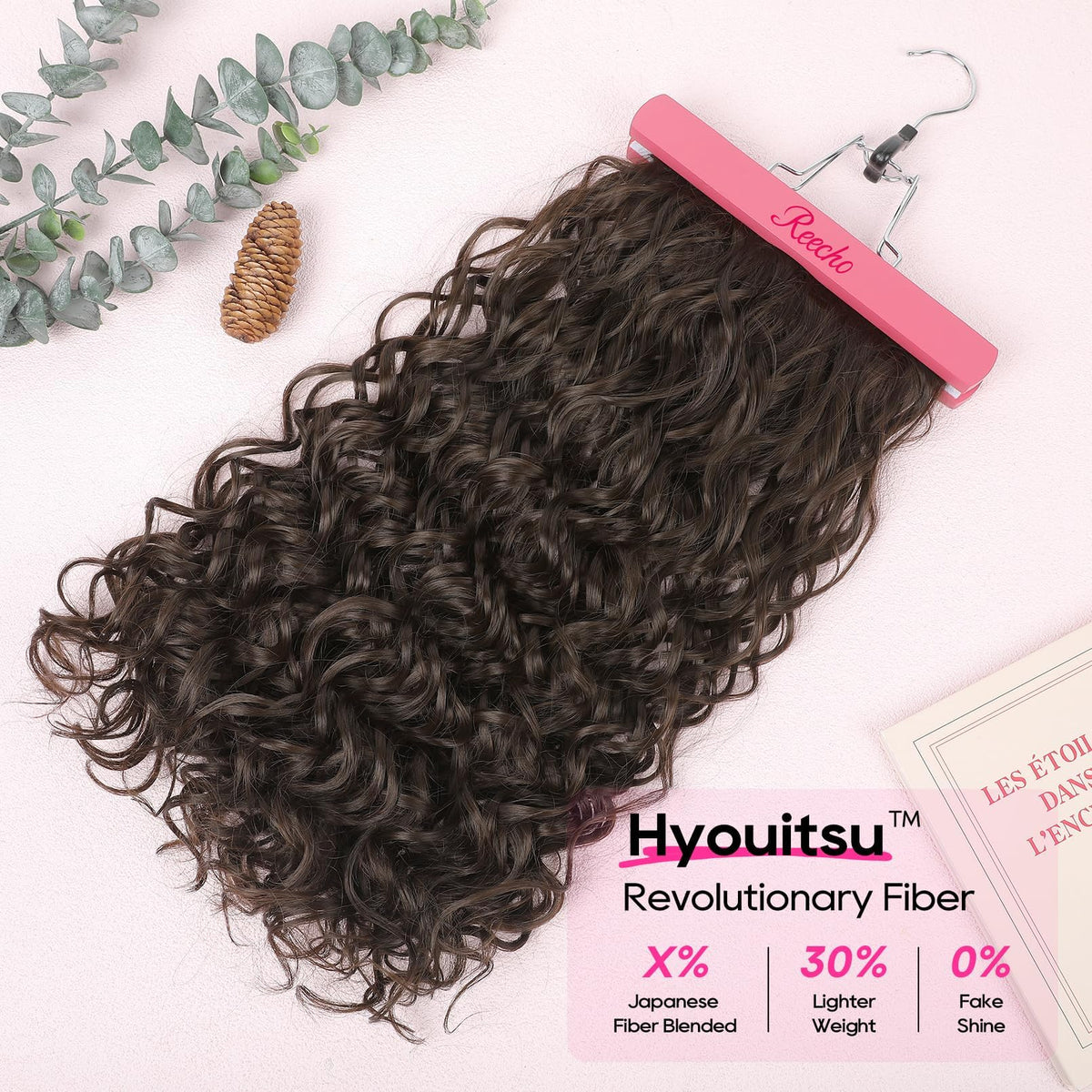 REECHO 20-inch curly extensions add length and fullness instantly.