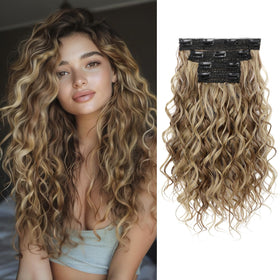 REECHO Curly Extensions clip-in set 4pcs 16 inches for instant volume