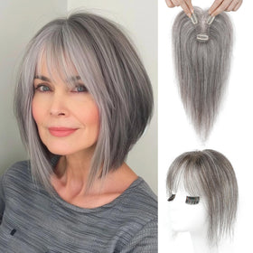 REECHO hair topper base closeup showing seamless hand-tied construction for natural blend.