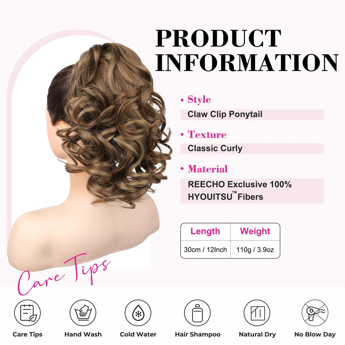 REECHO light brown with blonde highlights ponytail blends naturally for daily wear