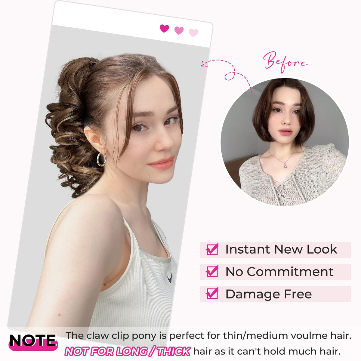 REECHO lightweight ponytail at 110 grams for comfortable all-day wear