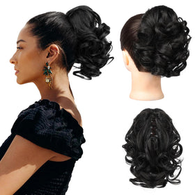 REECHO Ponytail Extension 9in in black with clip for natural look and easy wear