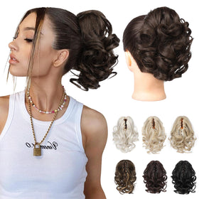 REECHO ponytail extension with 9-inch clip-in short curly waves for instant volume.
