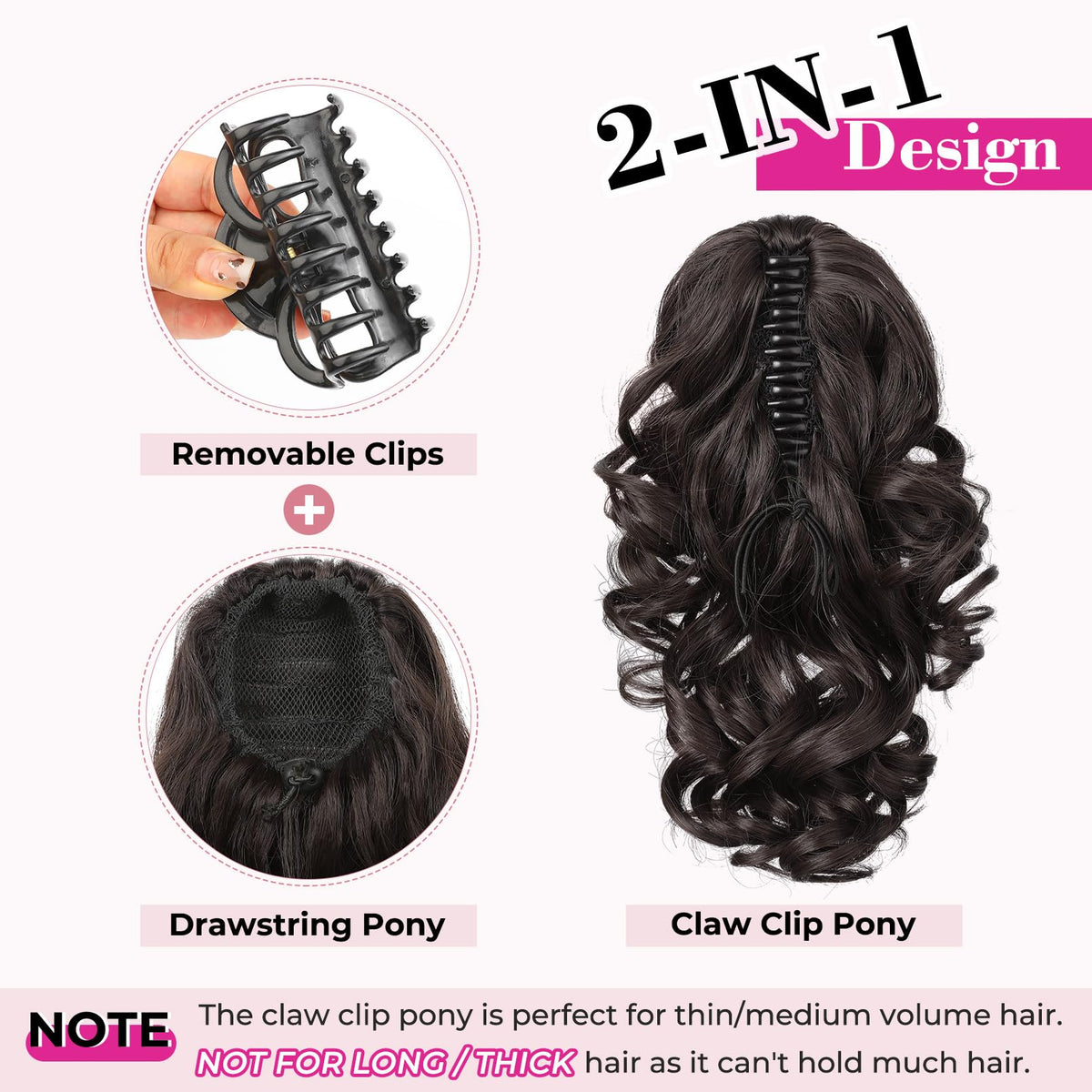 REECHO ponytail extension with claw clip offers secure, easy attachment