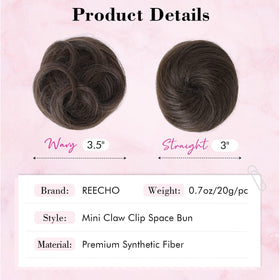 Wavy 3.5-inch buns blend naturally with Black Brown hair.