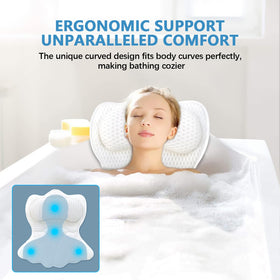 REEZEIVI 4D mesh fabric bath pillow stays breathable while you soak.